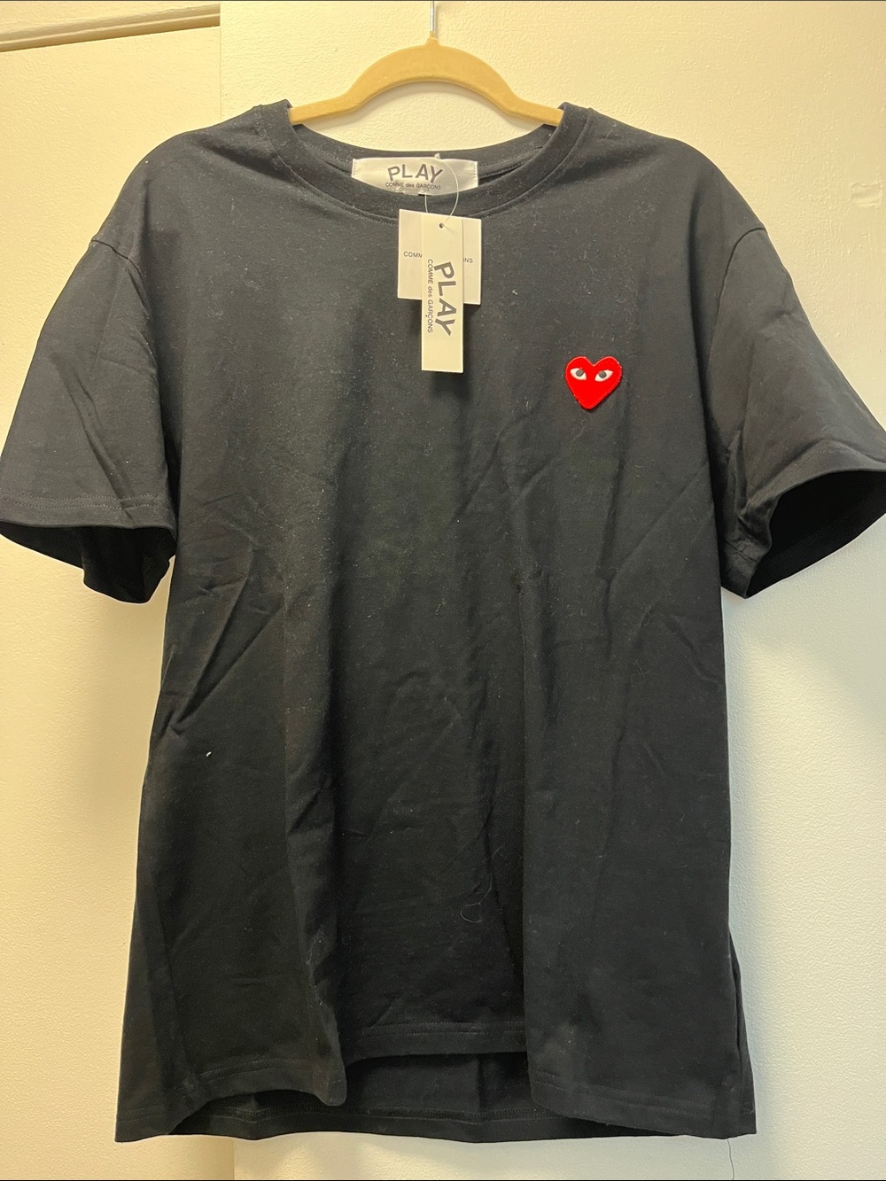 Comme des Garcons PLAY Black T-Shirt with Red Heart Patch